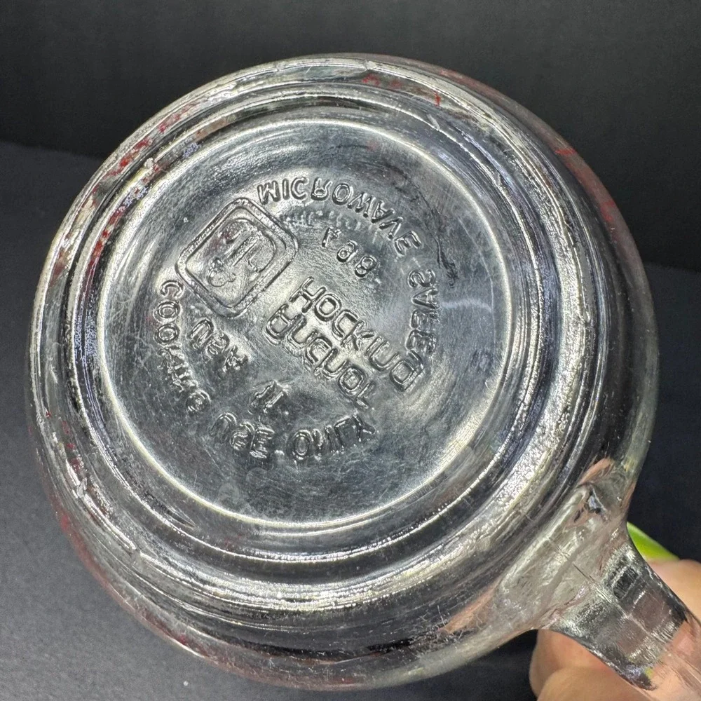 Vintage Anchor Hocking Fire-King 2 Cup Glass Measuring Cup Red Letter‎ D Handle